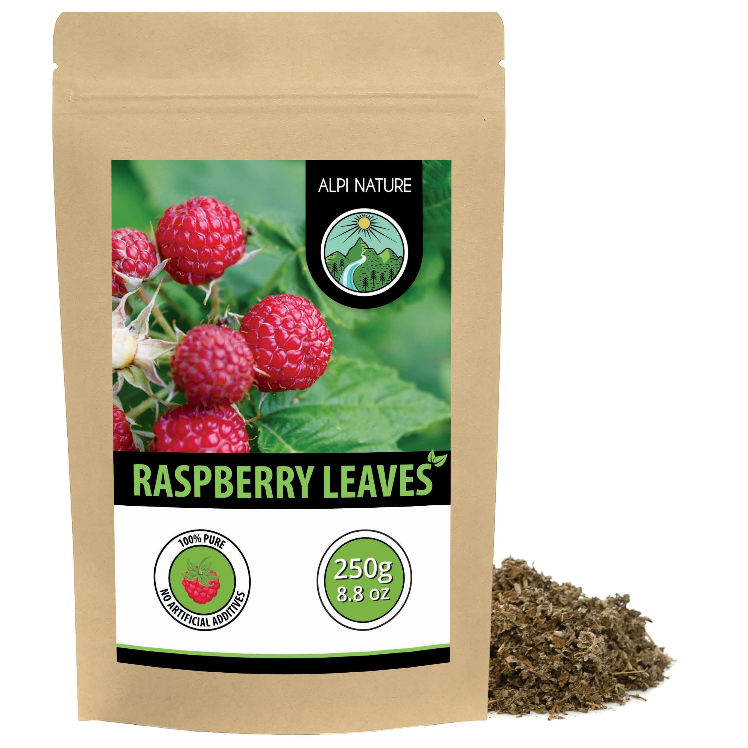 Alpi Nature Raspberry Leaf Tea 250g 8.8 oz, Loose Leaf Tea, Dried and Cut Raspberry Leaves