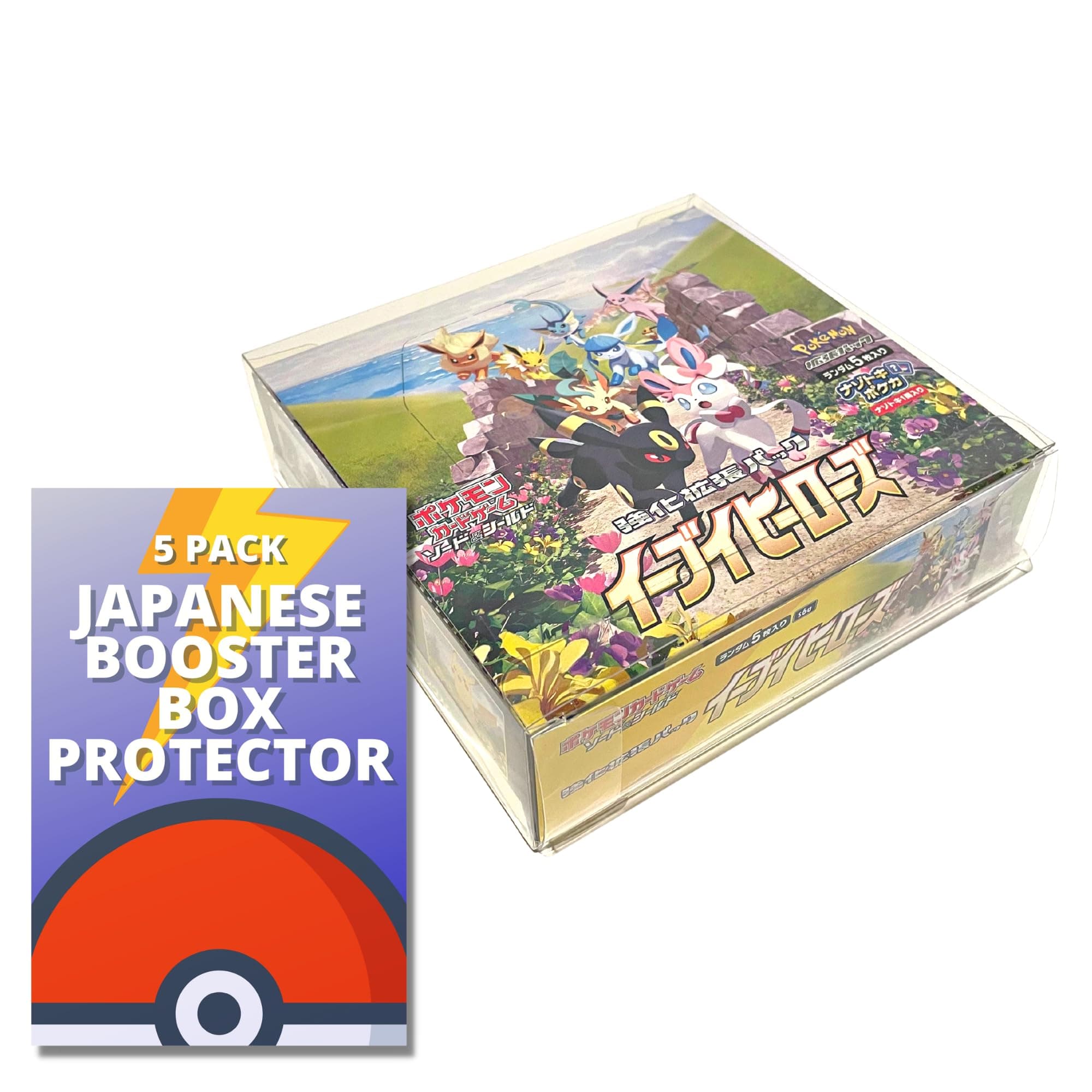 Fidelis Japanese Pokemon Booster Box Protective Case (5 Pack) - Clear Plastic Display Box for Japanese Booster Box, Convenient, Stackable Storage Solution for Collectors Gifts Pokemon Cards Protector