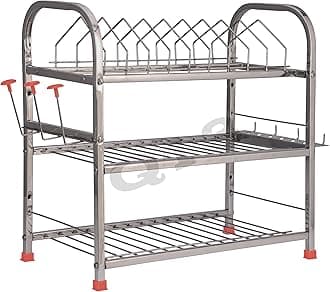 D. K 11 Stainless Steel Utensils Stand for Kitchen | Drying Rack | Dish Rack | bartan Stand for Sink wall mounted | Organizer | Modular Kitchen Storage Rack