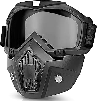 Eliane BB35 Goggle Mask Anti Scratch UV Protective Face & Eyewear Windproof Dirt Shield With Soft Foam Padded Detachable Mouth Filter For cycling Bike Off Road Racing Ride Unisex (Black Visor)
