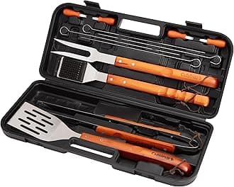 Cuisinart CGS-W13 Wooden Handle Grill Tool Set with Case, 13-Piece