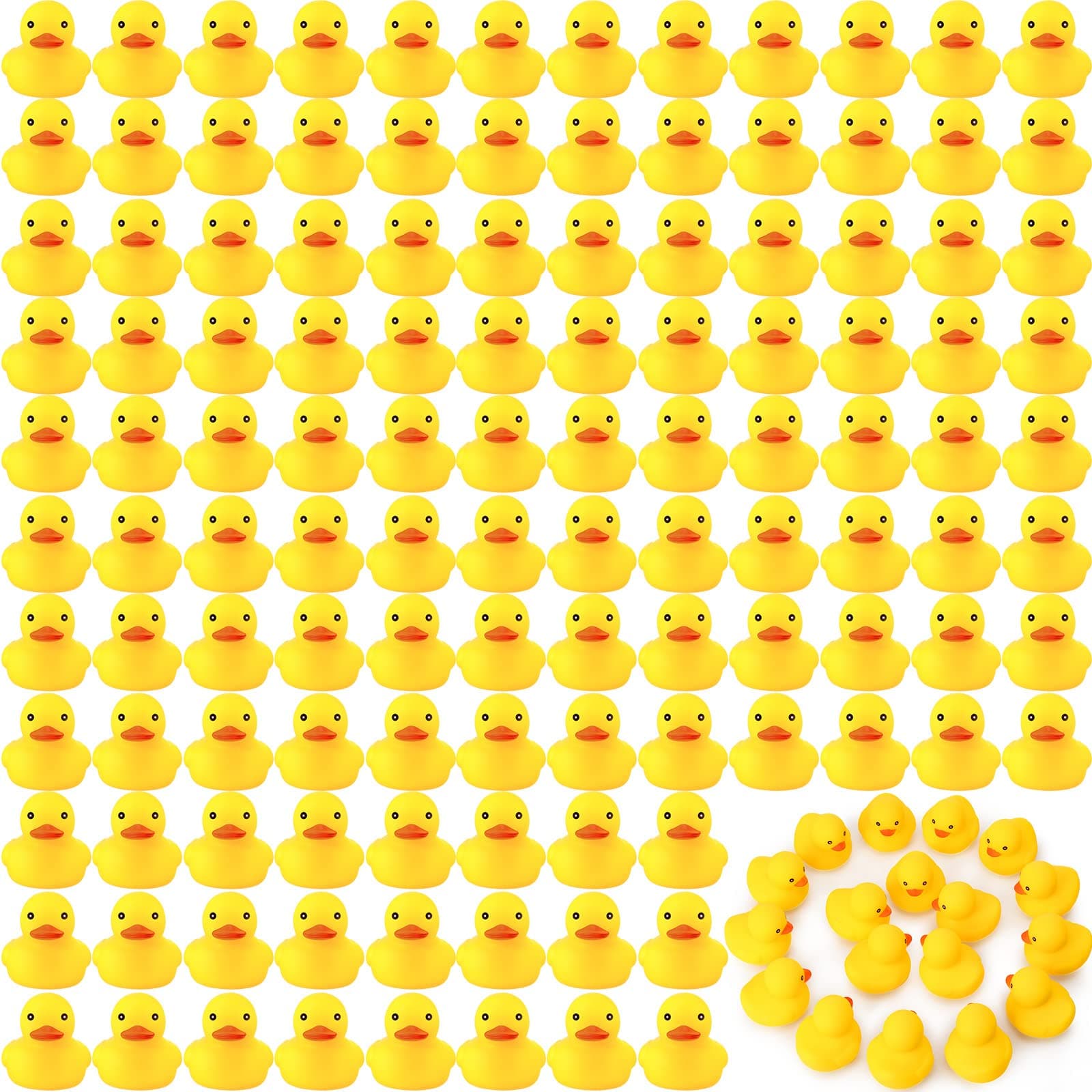 Vinsot 100 Pcs Mini Rubber Ducks Bulk Rubber Duck Bath Toys Squeak Float Bath Toy for Birthday Party Favors Gift Summer Beach Pool Activity Carnival Game(1.77 x 1.77 x 1.57 Inch)