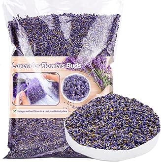 12.5OZ Dried Lavender Flowers - Lavender Buds Sachets Bags for Drawers Closets Fresh Scents Dried Flowers Lavenders Sachet Bags for Patry Birthday Bridal Shower Organic Bulk