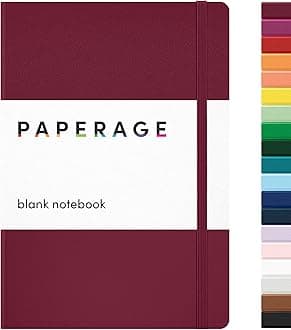 Journal Blank Page Notebook, Hard Cover, Medium 5.7 x 8 inches, 100 GSM Thick Paper (Burgundy, Plain)