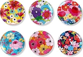 Melamine Assorted Plates-6 Piece Set -Melamine Dinnerware-Platter, Serving, Party, Platter, Dish (6" Appetizer Plate, Garden Floral)