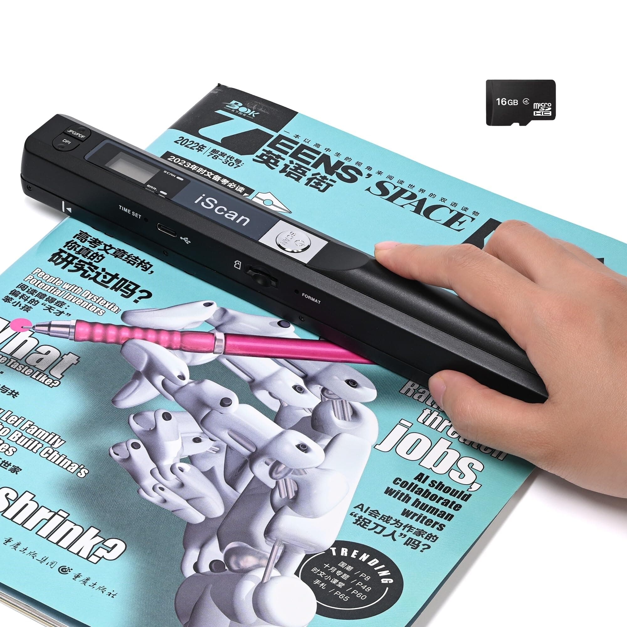 Vorole A4 Document Scanner with 16GB Memory Card Portable Handheld 900DPI JPG PDF Photo Wand Scanner