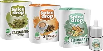 Spice Drop Combo Of Chai Masala, Lemongrass & Cardamom | Extract for Chai Tea, Soups & Desserts | 5Ml(3 X 180 Drops)