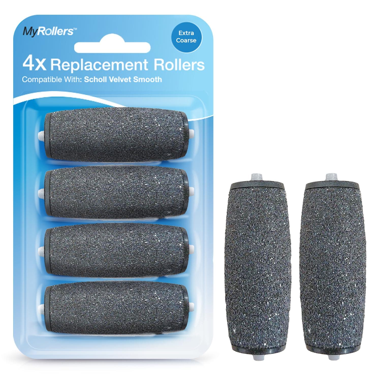 4X My Rollers Extra Coarse Compatible with Scholl Velvet Smooth Diamond – Refill Replacement Rollers