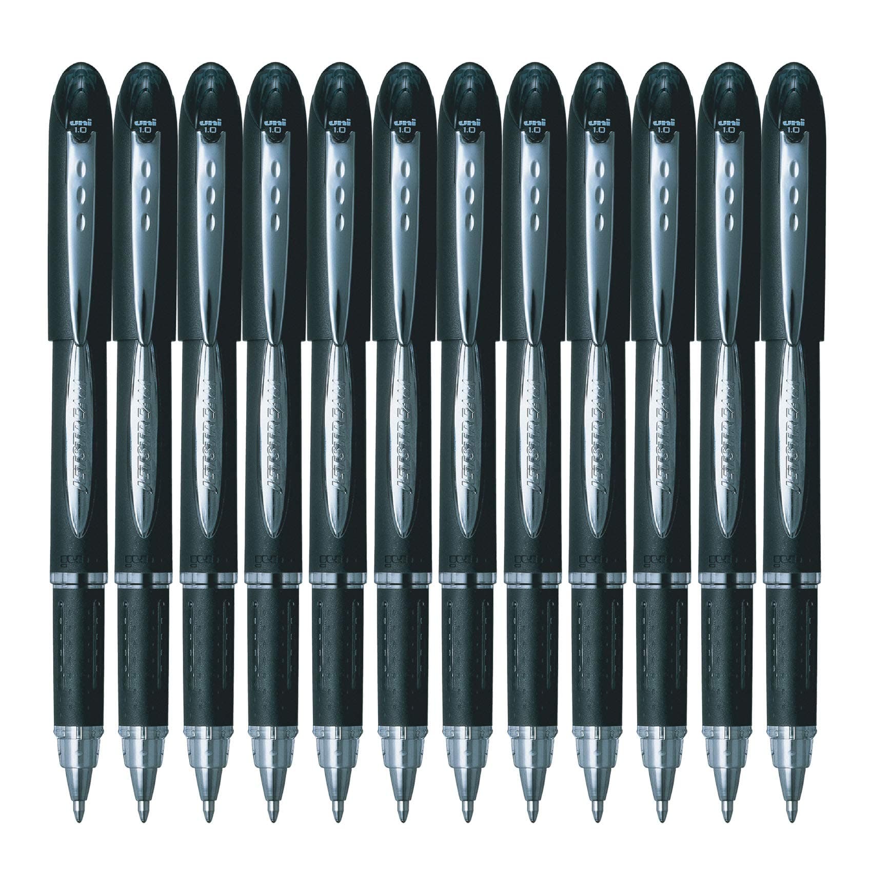 Uni-ball SX210 Jetstream Rollerball Pen Rubber Grip 1.0mm Tip 0.7mm Line Black Ref 9008000 [Pack of 12]