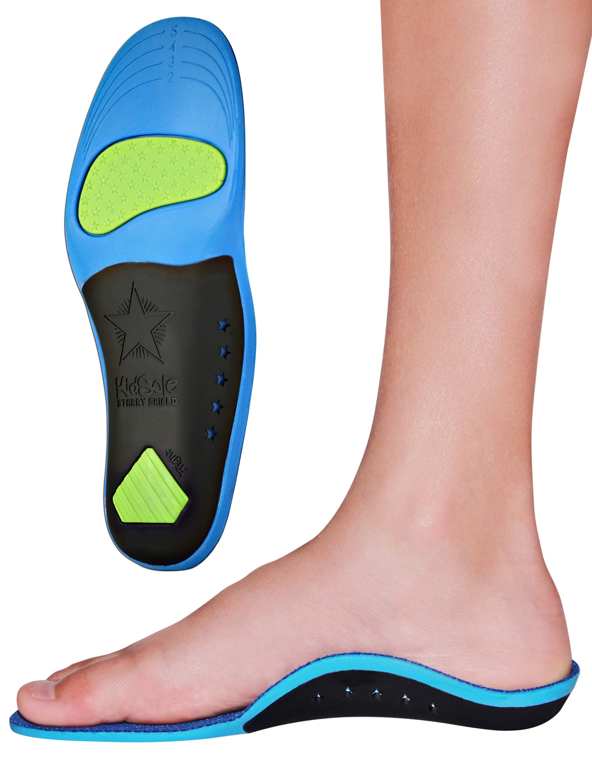 Children's Memory Foam Starry Shield Arch Support Insole for Comfort, Cushion & Arch Support by KidSole ((24 CM) Kids Size 2-6)