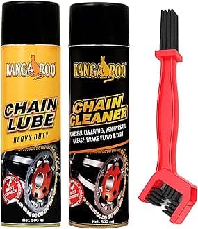 KANGAROO Chain Lubricant Spray & Chain Cleaner Kit (500ml Each) + Cleaning Brush | Bike, Motorcycle, Bicycle Maintenance Kit | Anti-Rust, Dirt Removal & Smooth Ride Solution | All-Weather Protection