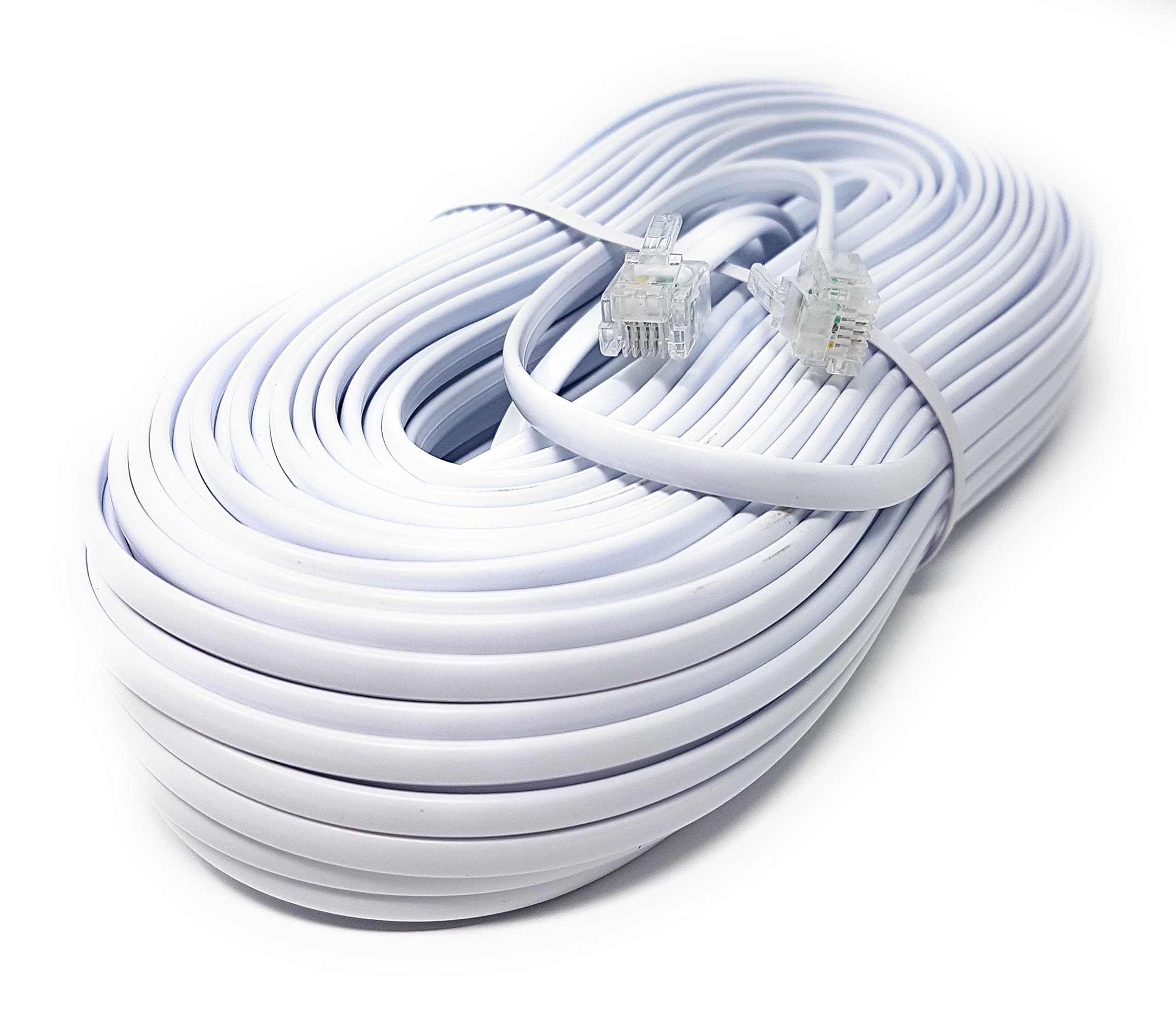 MainCore 30m Long White FLAT ADSL High Speed Broadband Modem Cable RJ11 to RJ11 (Available in 1m, 2m, 3m, 5m, 10m, 15m, 20m, 30m) (30m)