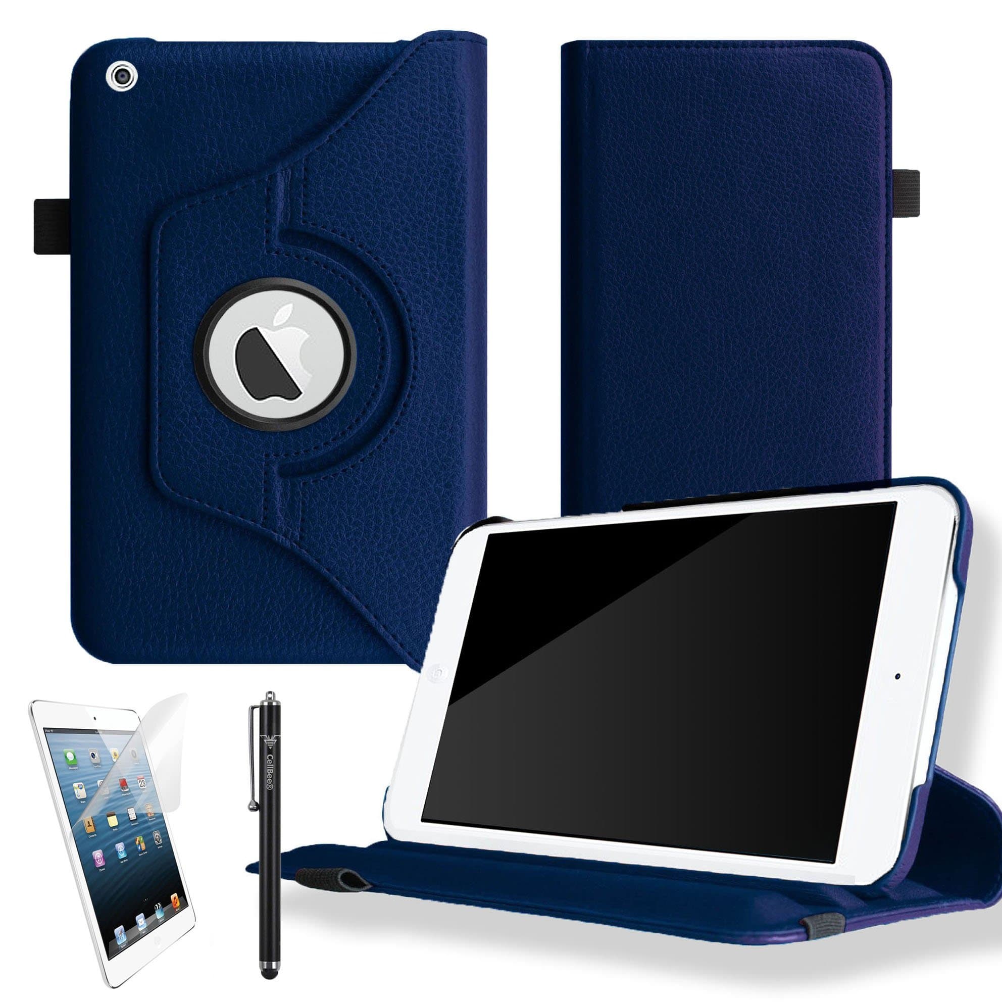 CellBee Leather 360 Rotating Case Cover for Apple iPad 2/3 / 4 Generation Retina Tablet Auto Sleep/Wake Function with Free Screen Protector and Stylus (Blue)