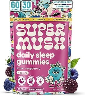 Sleep Gummies for Adults - Mushroom Supplement with Magnesium Citrate, L-Theanine, Chaga, Reishi & Chamomile for Deep Sleep, REM & Detox - Vegan & Sugar-Free - 60 Gummies (30 Servings)