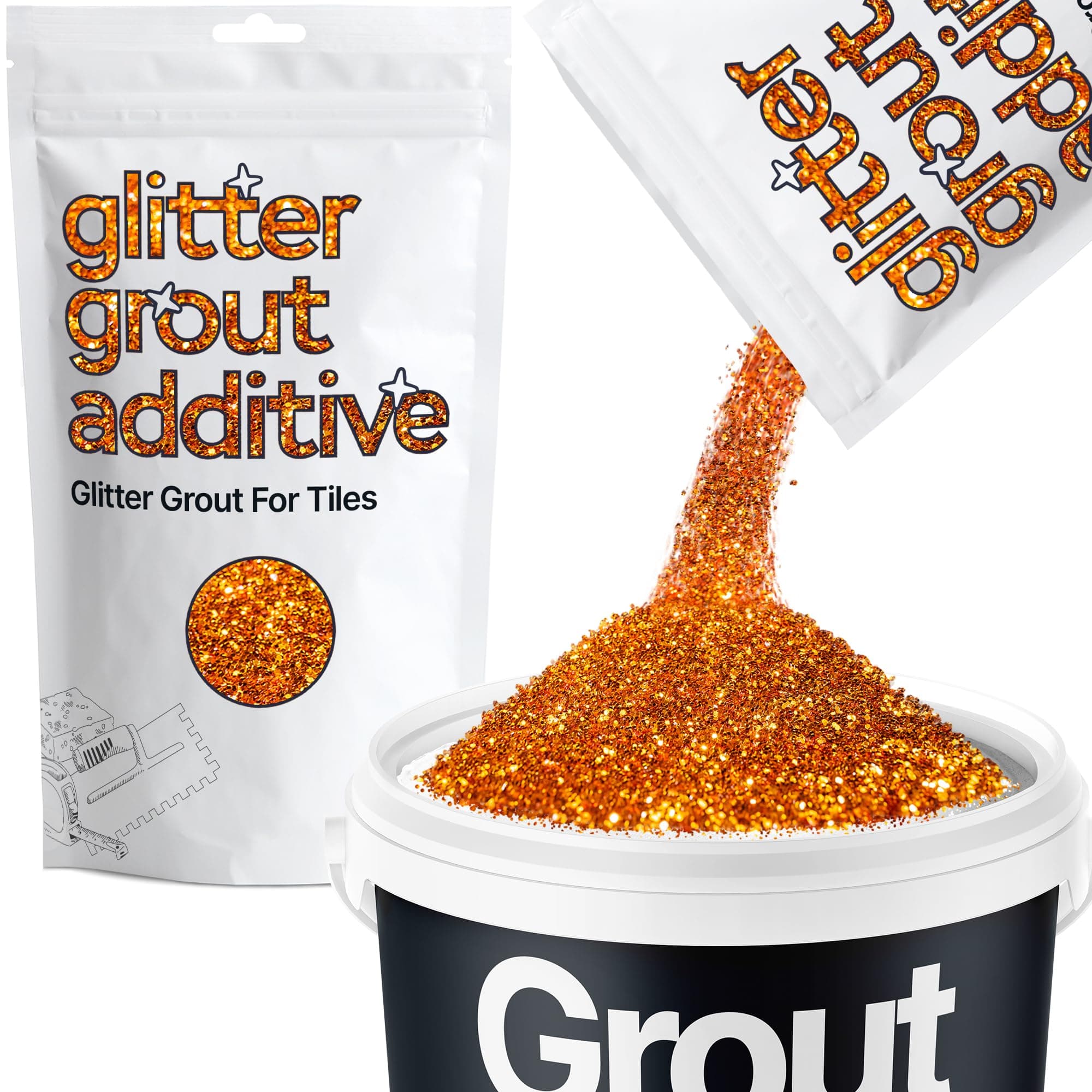 Hemway (Copper) Glitter Grout Tile Additive 100g for Tiles Bathroom Wet Room Kitchen | Easy to use - Add/Mix with Epoxy Resin or Cement Based Grout | Temperature Resistant