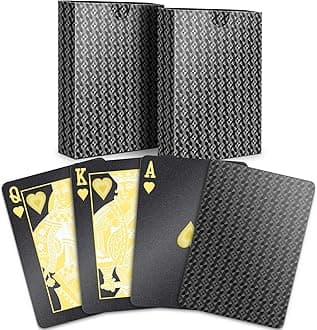 BIERDORF Waterproof Playing Cards - Durable Cool Plastic Deck of Cards - Standard Index Professional Poker - Vintage Casino Card Themed Games for Family or Adults - 2 Pack of Black Diamond Style