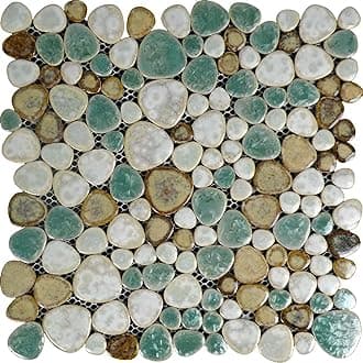 Porcelain Tile Pebble Heart-shape Glazed Ceramic Mosaic Pool Tiles