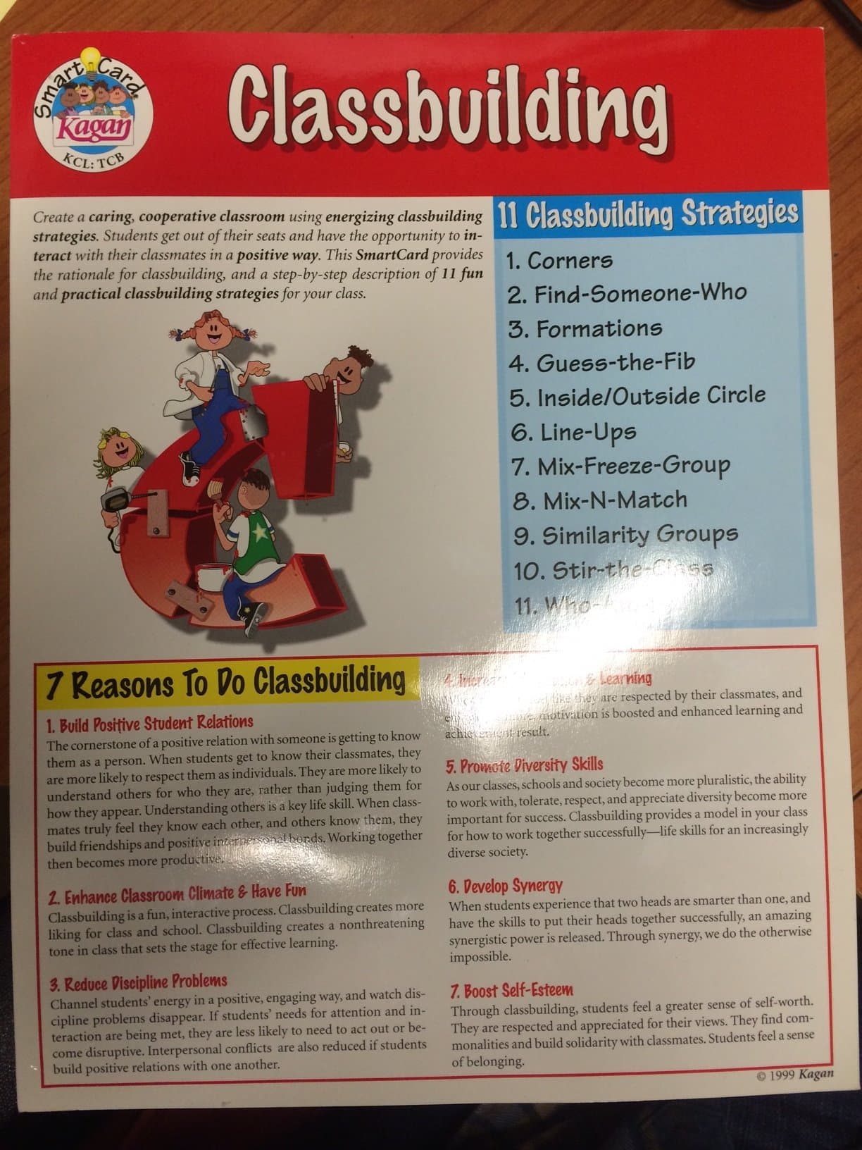 Kagan Cooperative Learning Smart Card: Classbuilding (TCB)