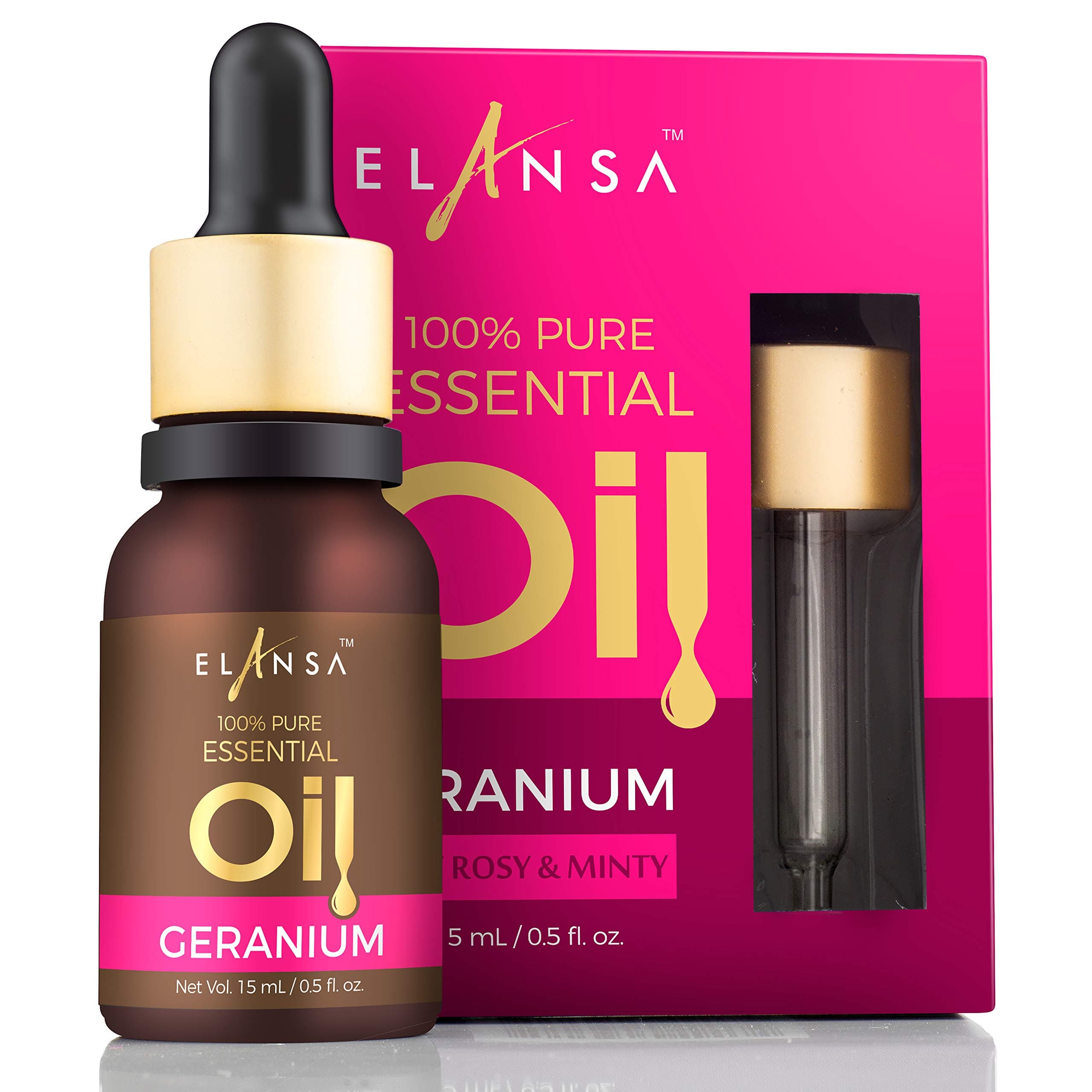 Elansa 100% Pure Geranium Essential Oil, 15ml