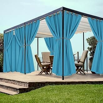 HolidayIdeas Grommet Outdoor Curtains for Patio Waterproof 8 Pcs All Weather Balcony Outside Curtains for Apartments, Gazebo, Pergolas, Porch, 54x108 Inch, Teal