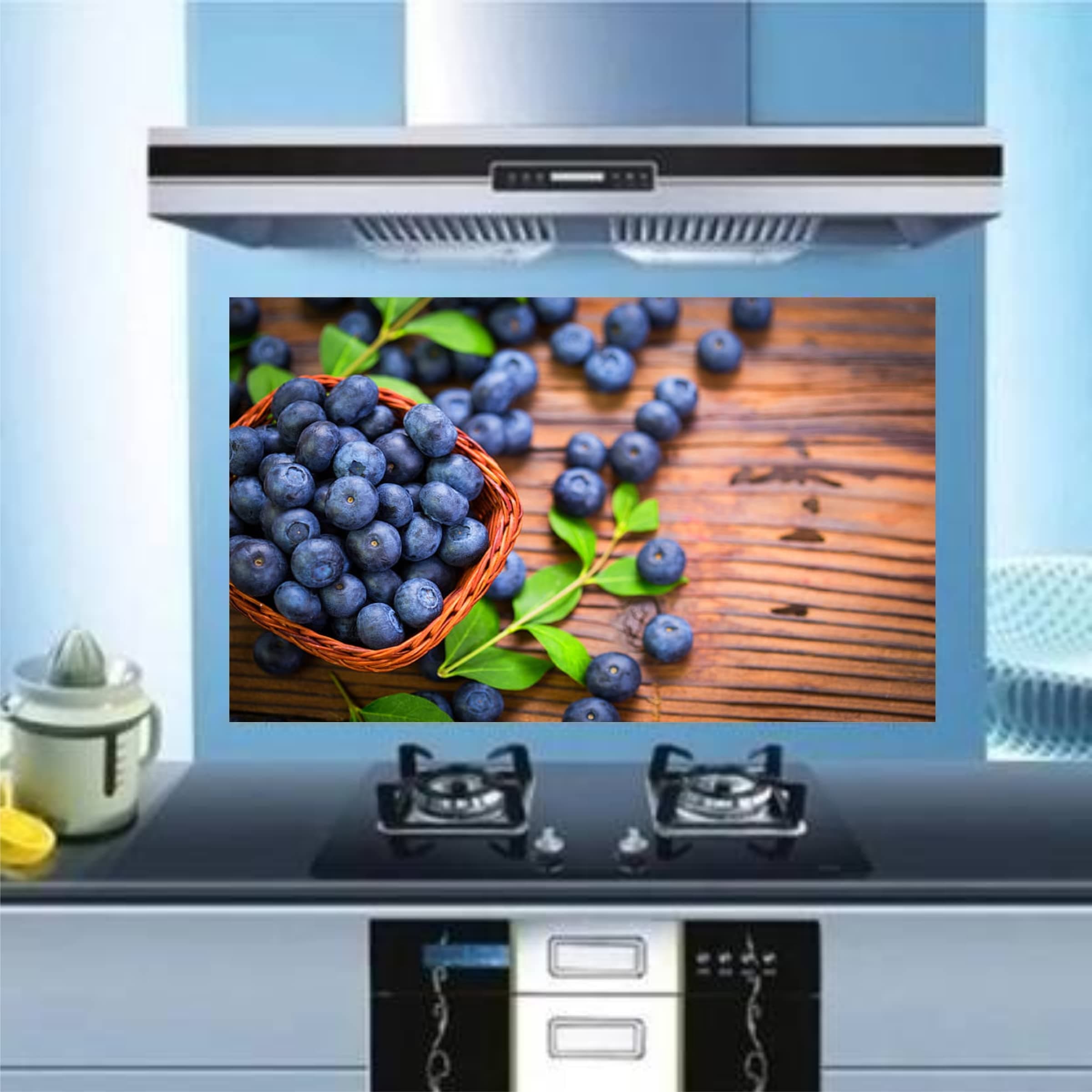 Java Plum Fruit Kichten Poster Water Proof Wallpaper Waterproof Wall Stickers for Kitchen Wall , Size 88 x 58 cm, Multicolour19