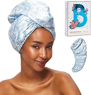 Bridgerton x Kitsch Satin Microfiber Hair Towel Wrap for Women - Super Absorbent, Quick Dry, Anti-Frizz, For Long & Short Hairs, Turbans for Women, Hair Wrap - Toile de Blue