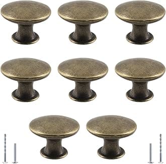 8Pcs Antique Bronze Kitchen Cabinet Knobs Handle Pulls, 30mm Vintage Round Drawer Knob Pulls for Dresser, Cupboard, Bathroom