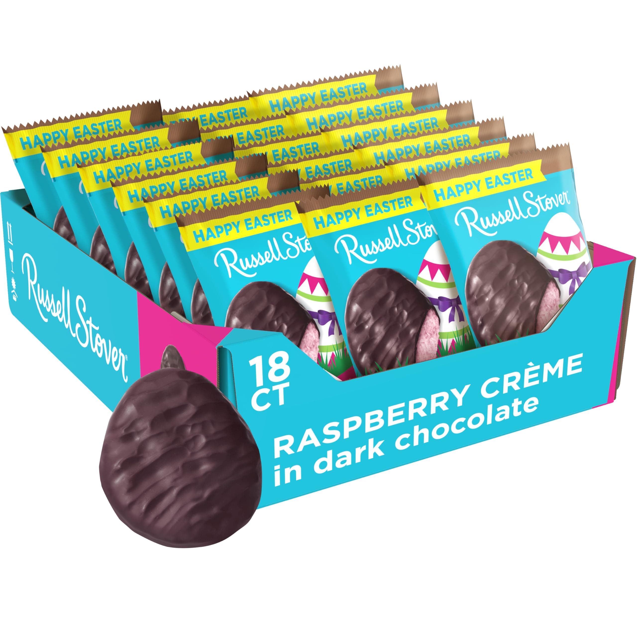 RUSSELL STOVER Easter Raspberry Crème Dark Chocolate Easter Egg, 1.3 oz. (Pack of 18)