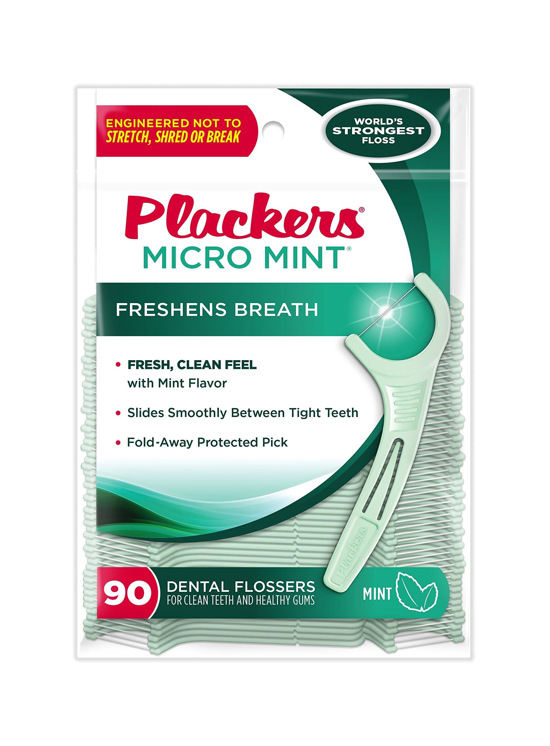 PlackersMicro Mint Dental Flossers Count Pack of 6 Plackers Micro Mint Dental Flossers, 90 Count (Pack of 6)