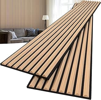 2-Pcs 94.5"x11.02" Triangular Slat Wood Panels for Interior Wall Decoration,Wooden Slat Panels for Noise Reduction,Sound Panels with Solid Wood Veneer,Acoustic Panels for Home,Office,Natural Oak