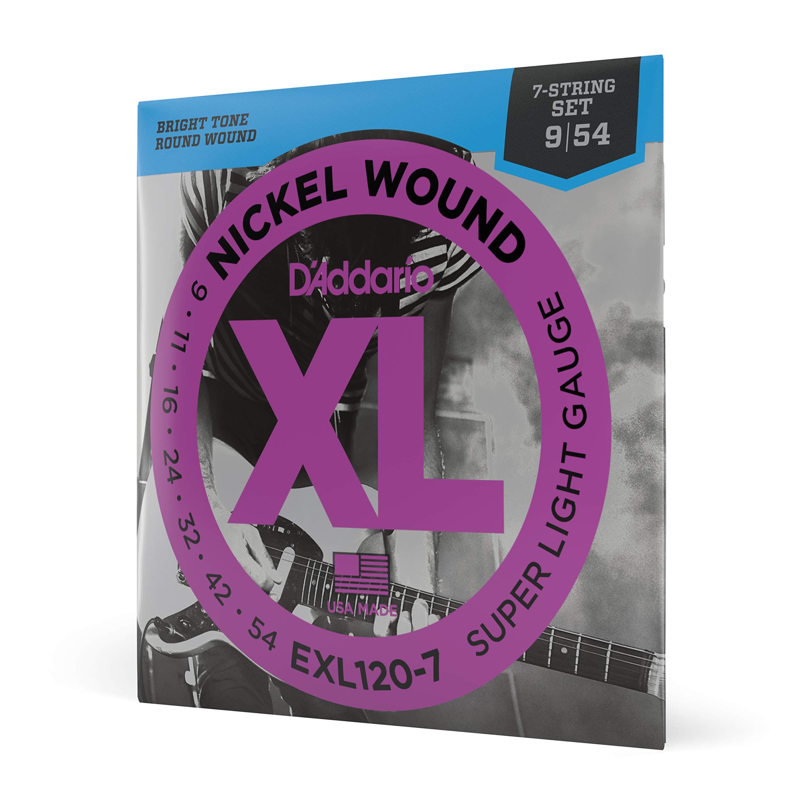 D'Addario EXL120-7 Nickel Wound 7-String Electric Guitar Strings, Super Light, 9-54