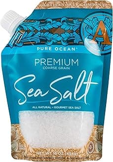 Premium Sea Salt, Coarse, Artisan Pour Spout Pouch, Pure Ocean, 16 Ounce