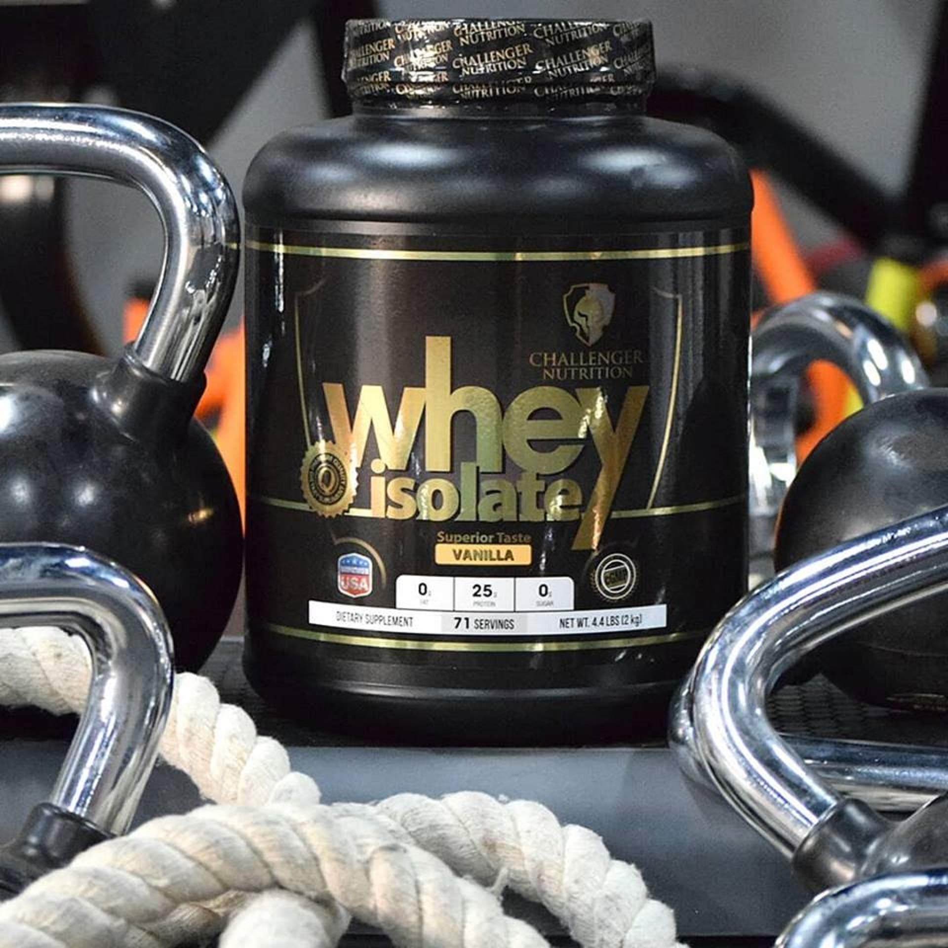 CHALLENGER NUTRITION - Whey Isolate. Vanilla - 4.4 Pounds/LBS. Best Tasting with 25g of Protein per Serving. Absorbed Quickly, Fuels Protein Synthesis