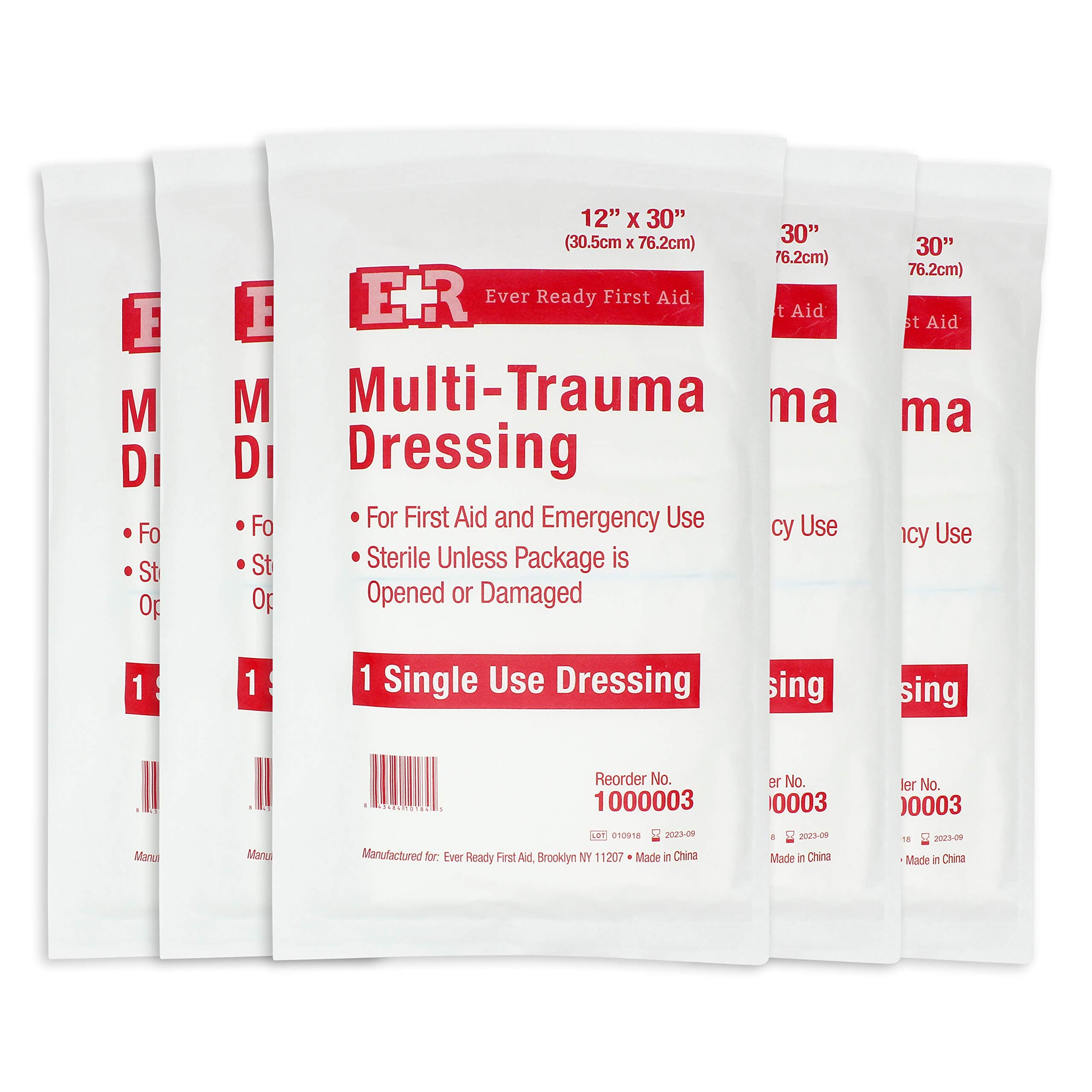 Ever Ready First Aid Multi-Trauma Sterile Non-Woven Dressing 12” x 30” - 5 Count