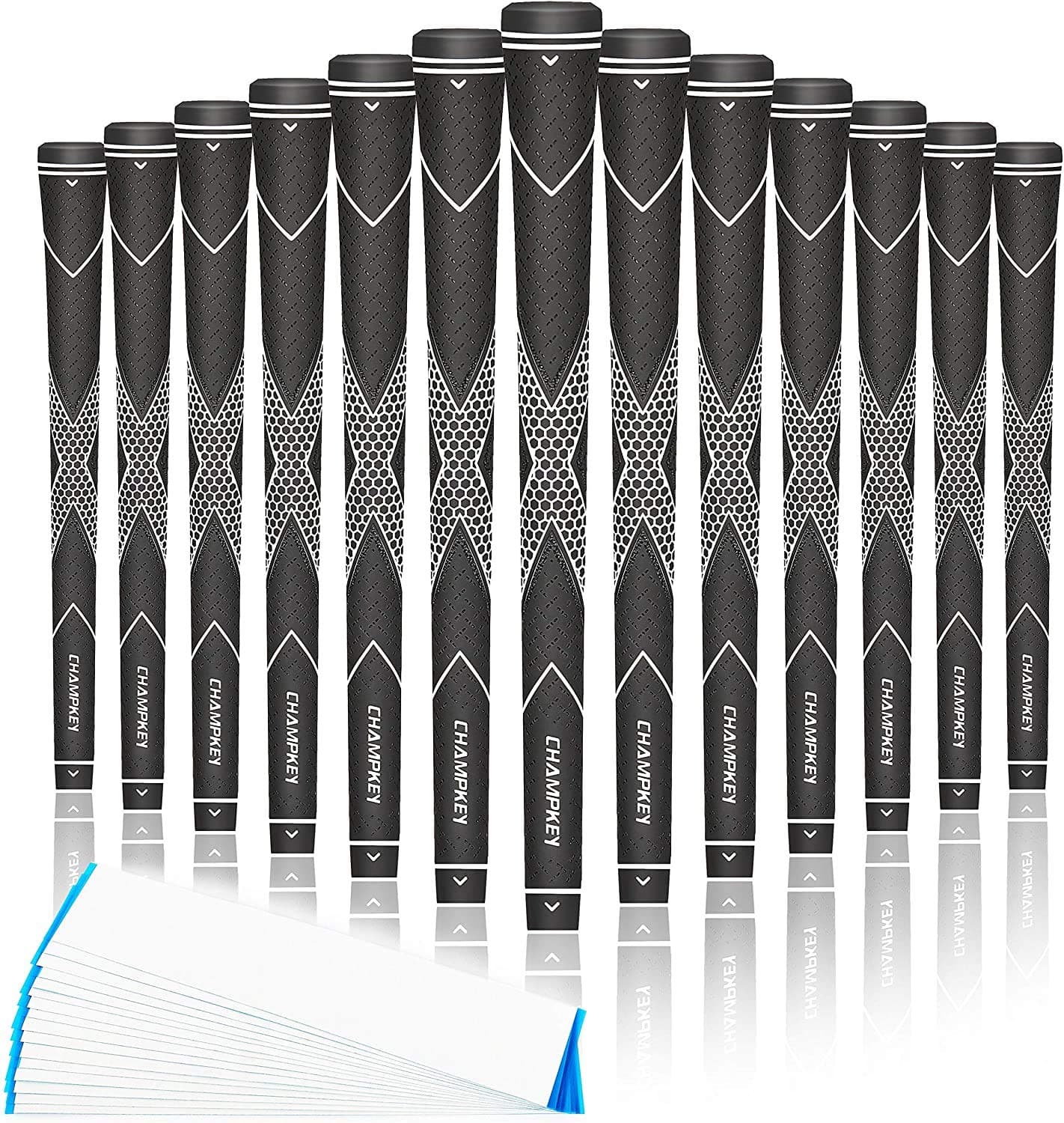 Premium Rubber Golf Grips 13 Pack | High Traction and Feedback Rubber Golf Club Grips | Choose Between 13 Grips with 15 Tapse and 13 Grips with All Kits