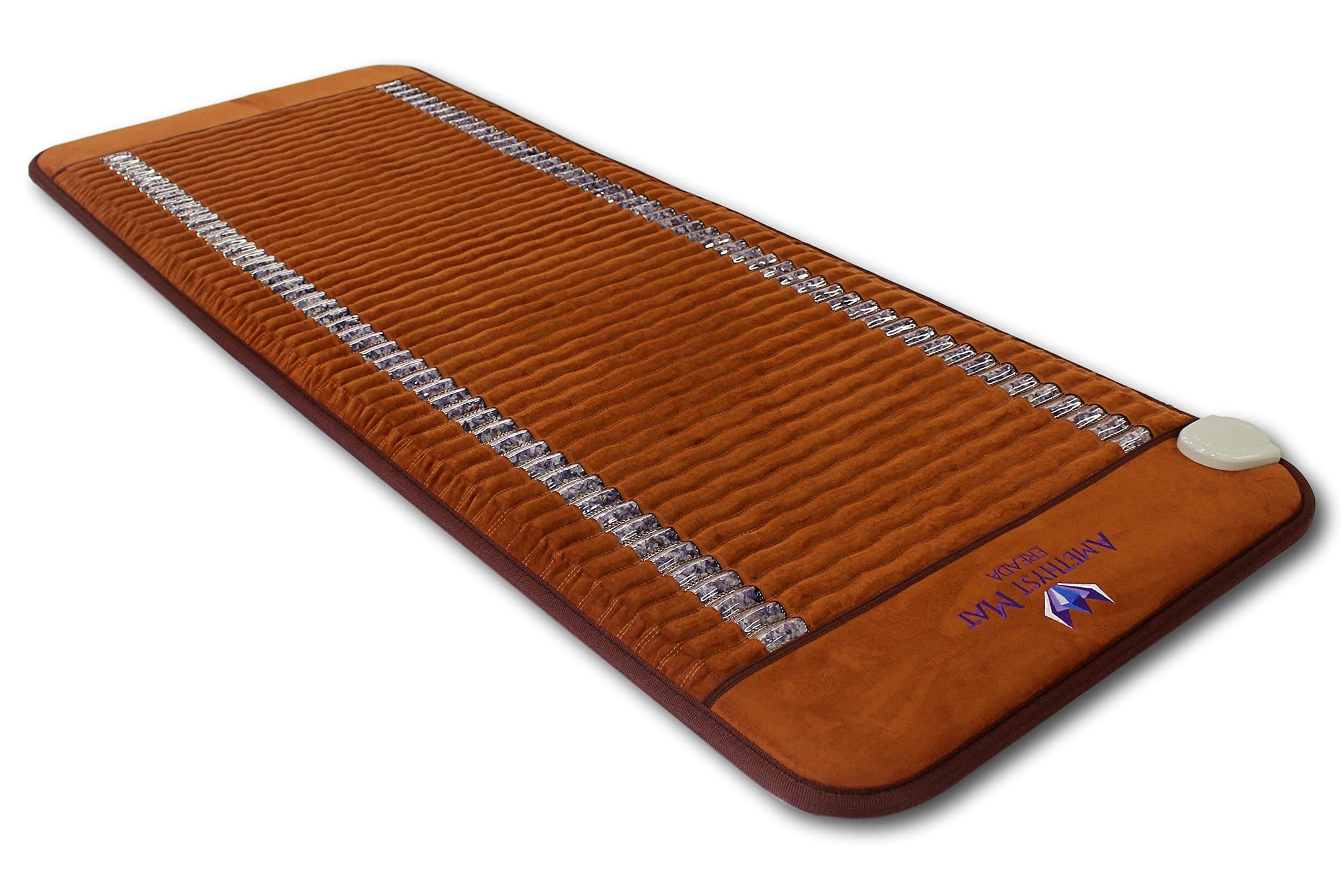 Ereada Infrared Amethyst Mat - Brown Compact Pro 59" L x 24" W (150x60 cm) - Adjustable Deep FIR Heating Pad 86-158°F (30-70°C) - Negative Ions - Jewelry Grade Natural Crystals