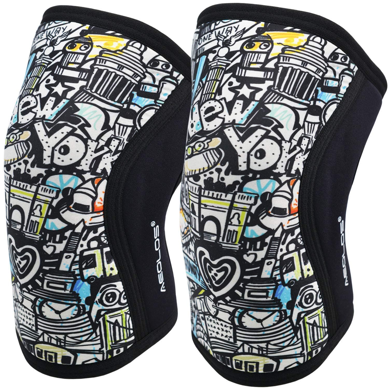 AEOLOS Knee Sleeves (1 Pair), 7mm Thick Compression Knee Braces Offer Strong Support for Weightlifting | Cross Training | Powerlifting | Bodybuilding | Squats | Gym and Other Sports(Large)