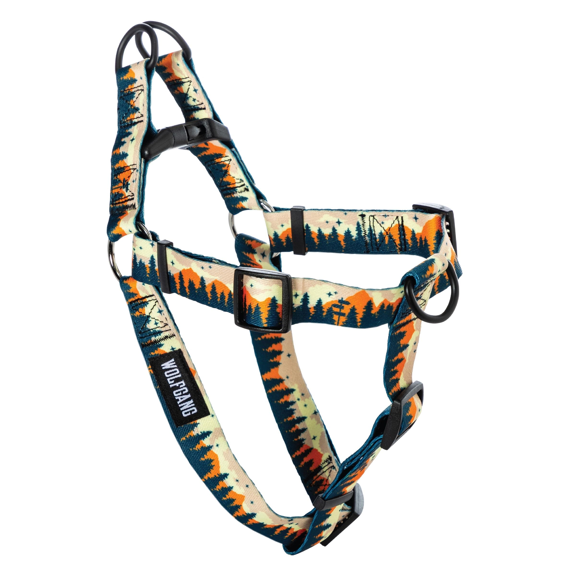 Wolfgang Heavy Duty Adjustable Dog Harness, Pull-Tested to Over 800 lbs for Walking & Training, Overland Print, Large