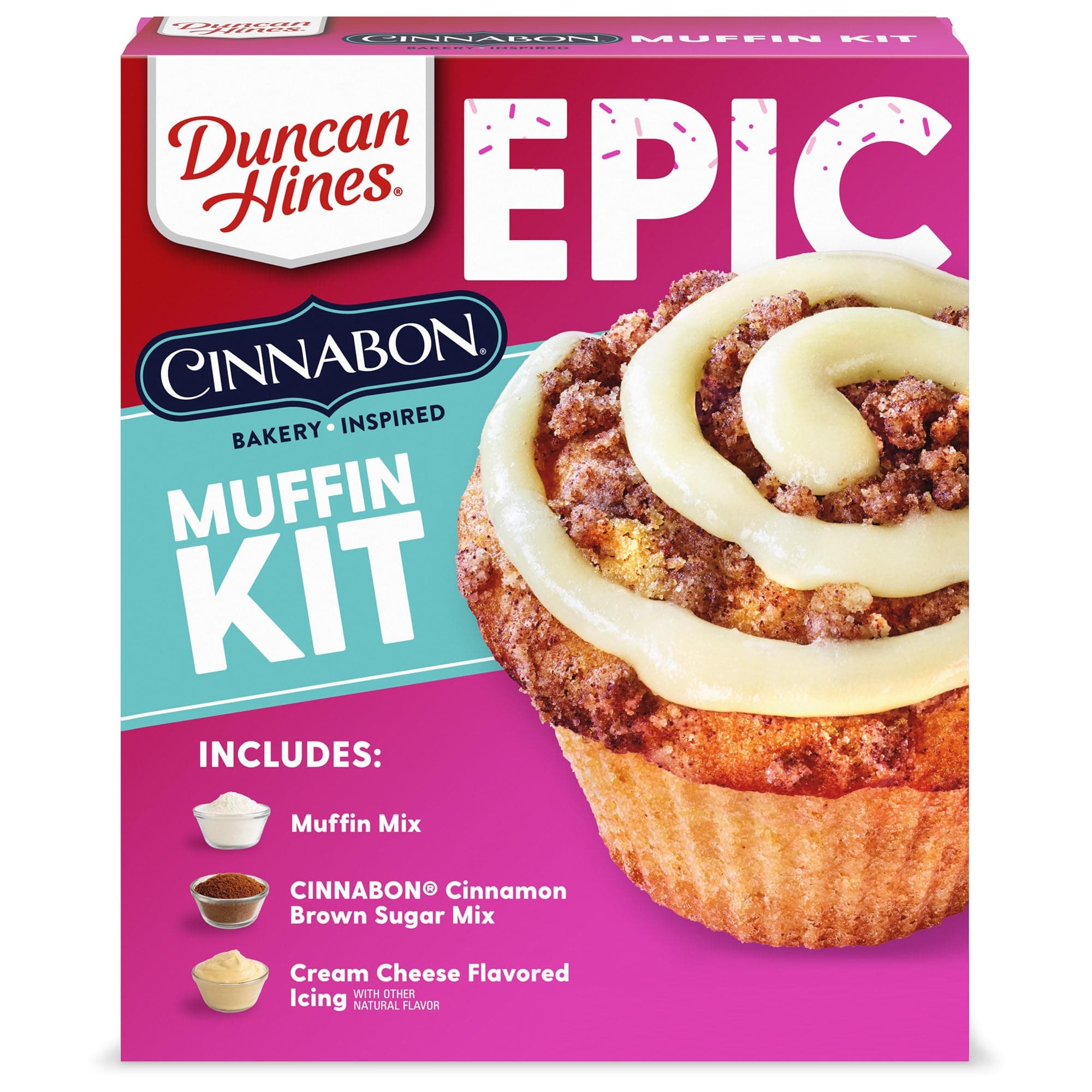 Duncan Hines Epic Cinnabon Bakery Inspired Muffin Kit, Easter Brunch, 32.34 oz.