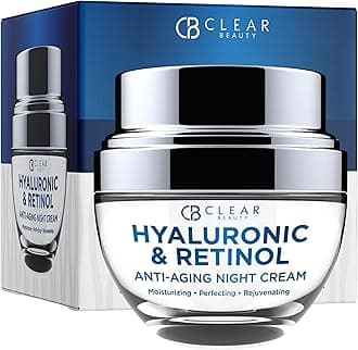 Clear Beauty Hyaluronic Acid & Retinol Face Moisturizer Night Cream – Dermatologist Tested, Deep Hydration, Firming & Smoothing – Anti Aging Korean Skin Care, Vegan, Clean Beauty – 1.69 Fl Oz