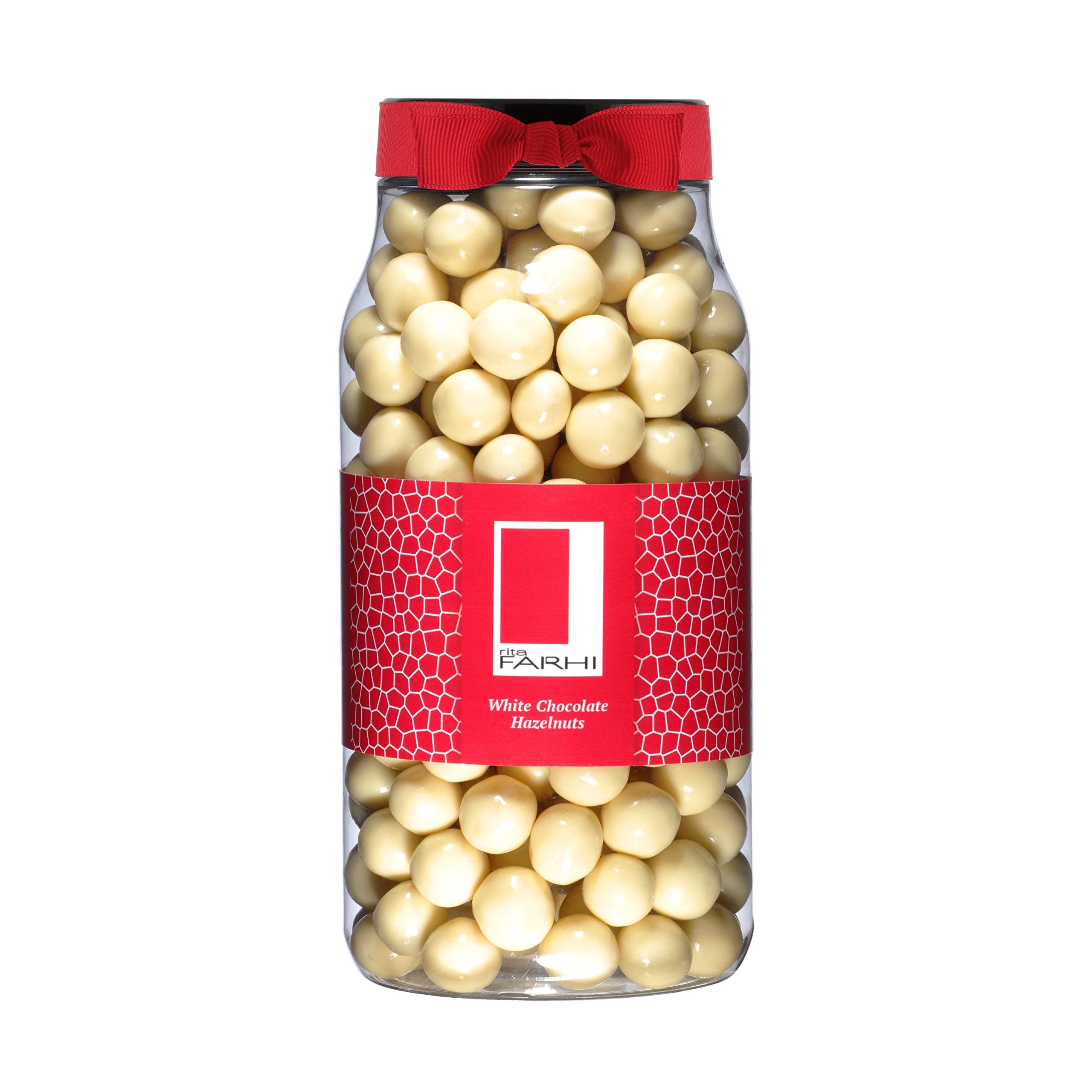 Rita Farhi White Chocolate Covered Hazelnuts in a Gift Jar, 700g - Palm Oil Free