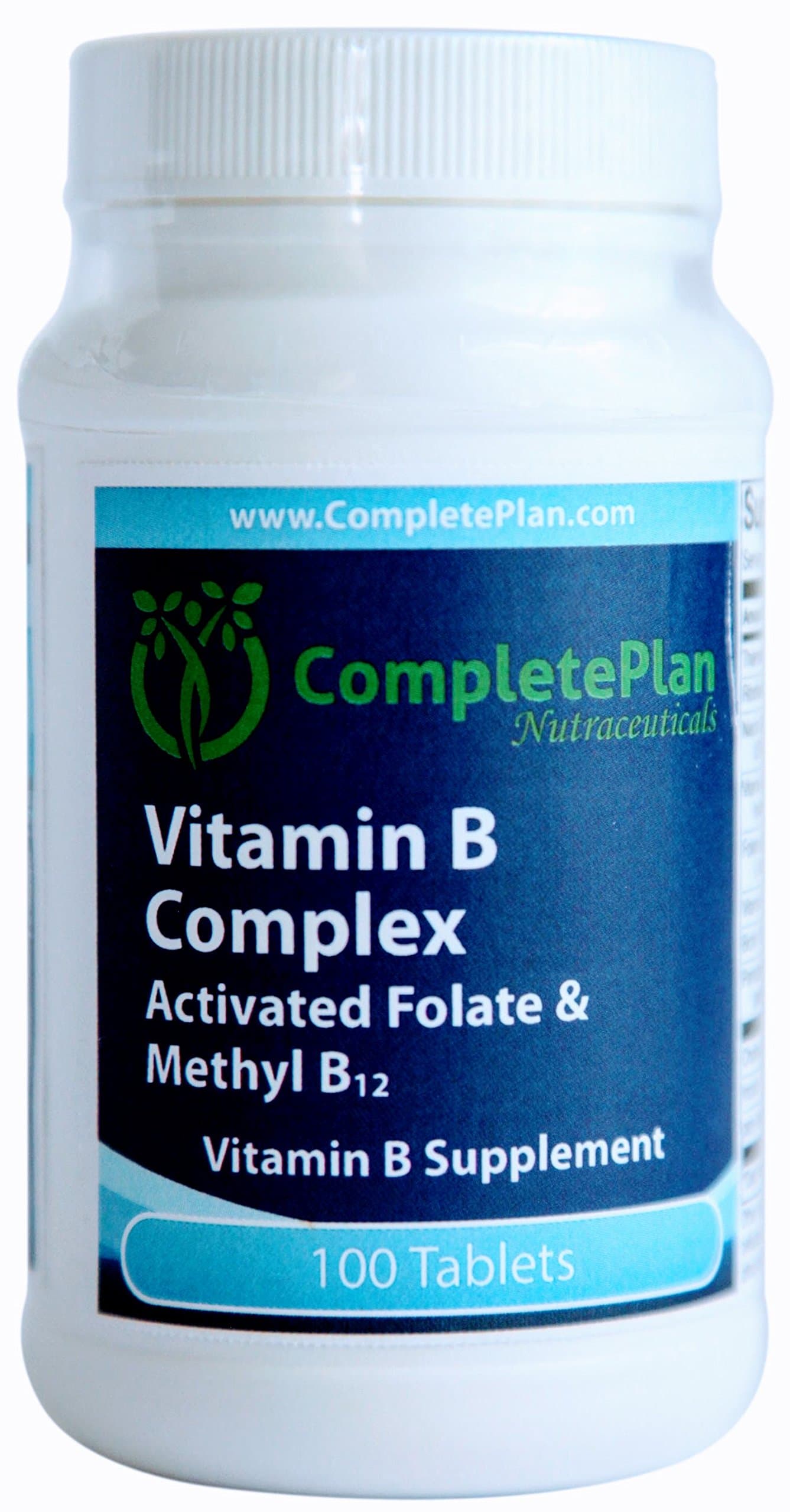 Vitamin B Complex MethylFolate - Methyl B12 - L-5-MTHF - Sustained Slow Release for Energy, Immune System Support, Stress - 100 Tablets