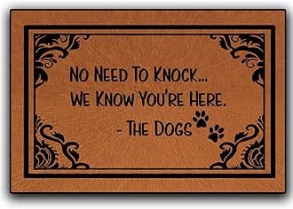 Accssoey Funny Doormat, No Need to Knock We Know You're Here Doormat with Pet Name 23.6 x 15.7 Inches Floor Mat Outdoor Indoor Front