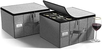 - Sorbus Stemware Storage Cases Hard Shell, Wine Glass Storage Box Case with Dividers and Handle - China Storage Containers Holds 12 Crystal Glassware, Red White Wine Glasses, Champagne Flutes, Goblets