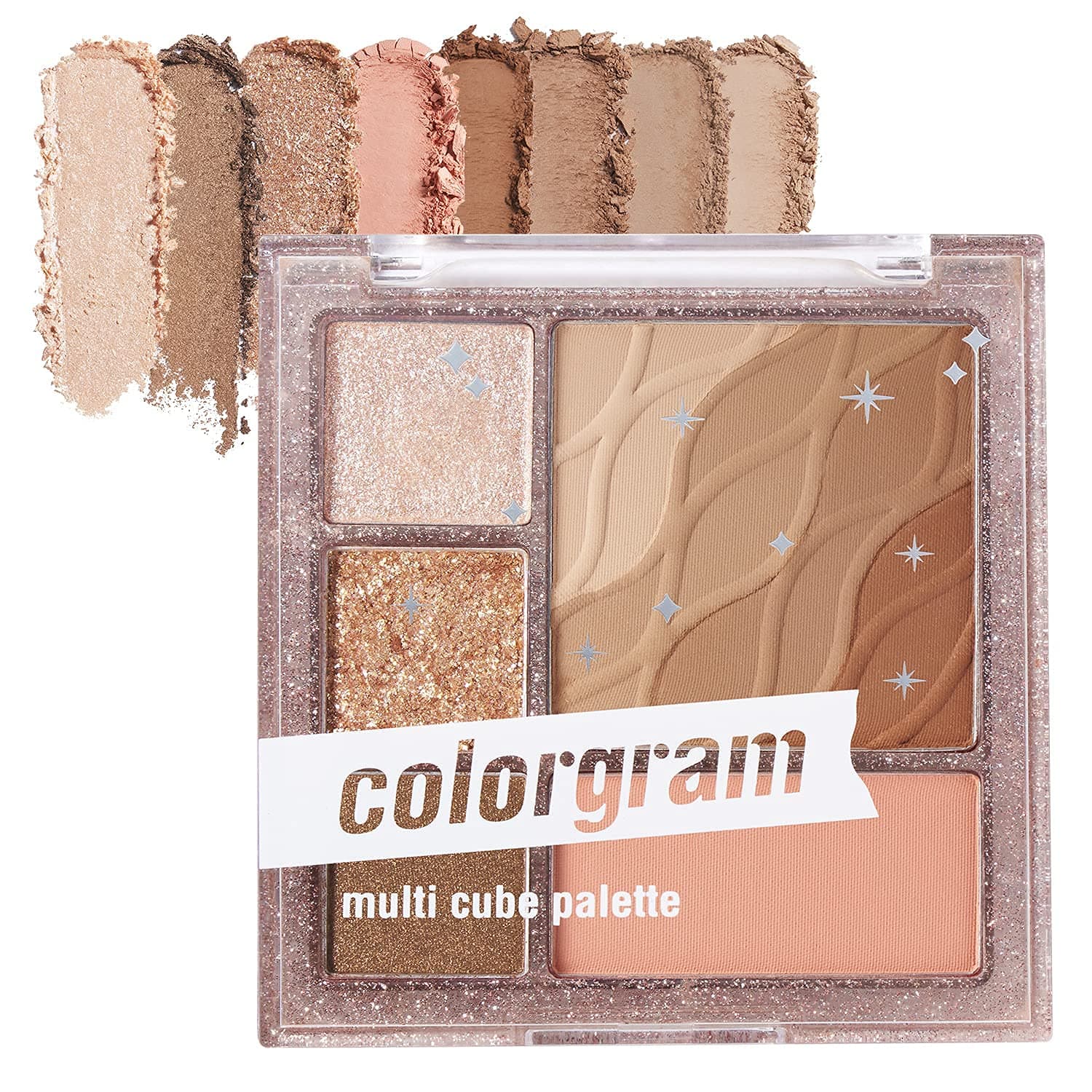 COLORGRAM Multi Cube Palette 5 Colors - 01 Basic Cube | Eyeshadow Palette for Daily makeup, Ultra-Blendable, Matte, Glitter, Shimmer Shades 0.3 fl.oz.