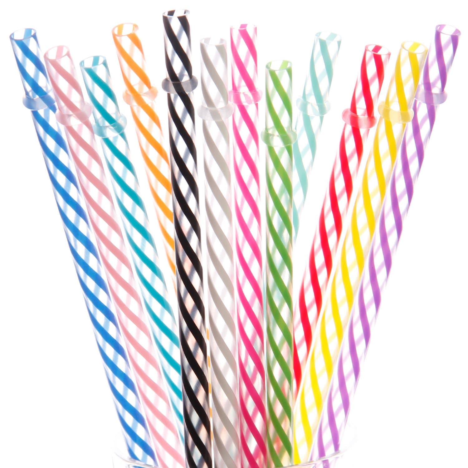 6-11 inch clear stripe straws