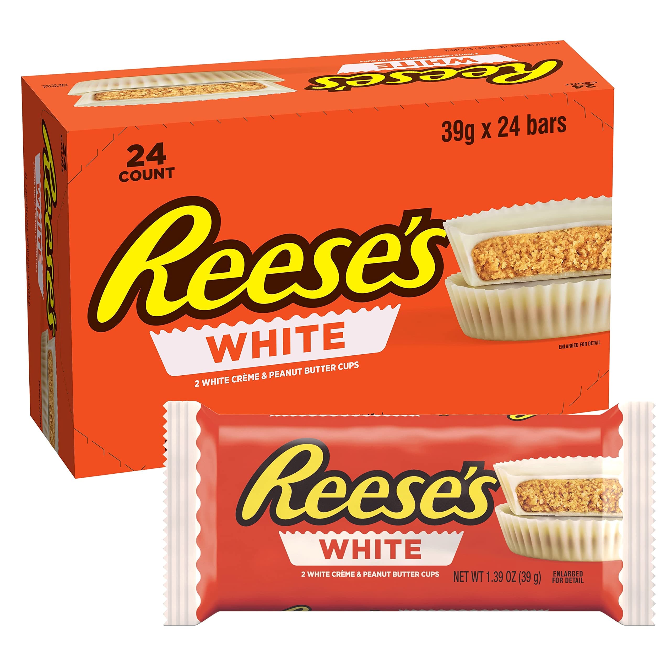 White Chocolate Flavour and Peanut Butter 2 Cups, Pack of 24 x 39g