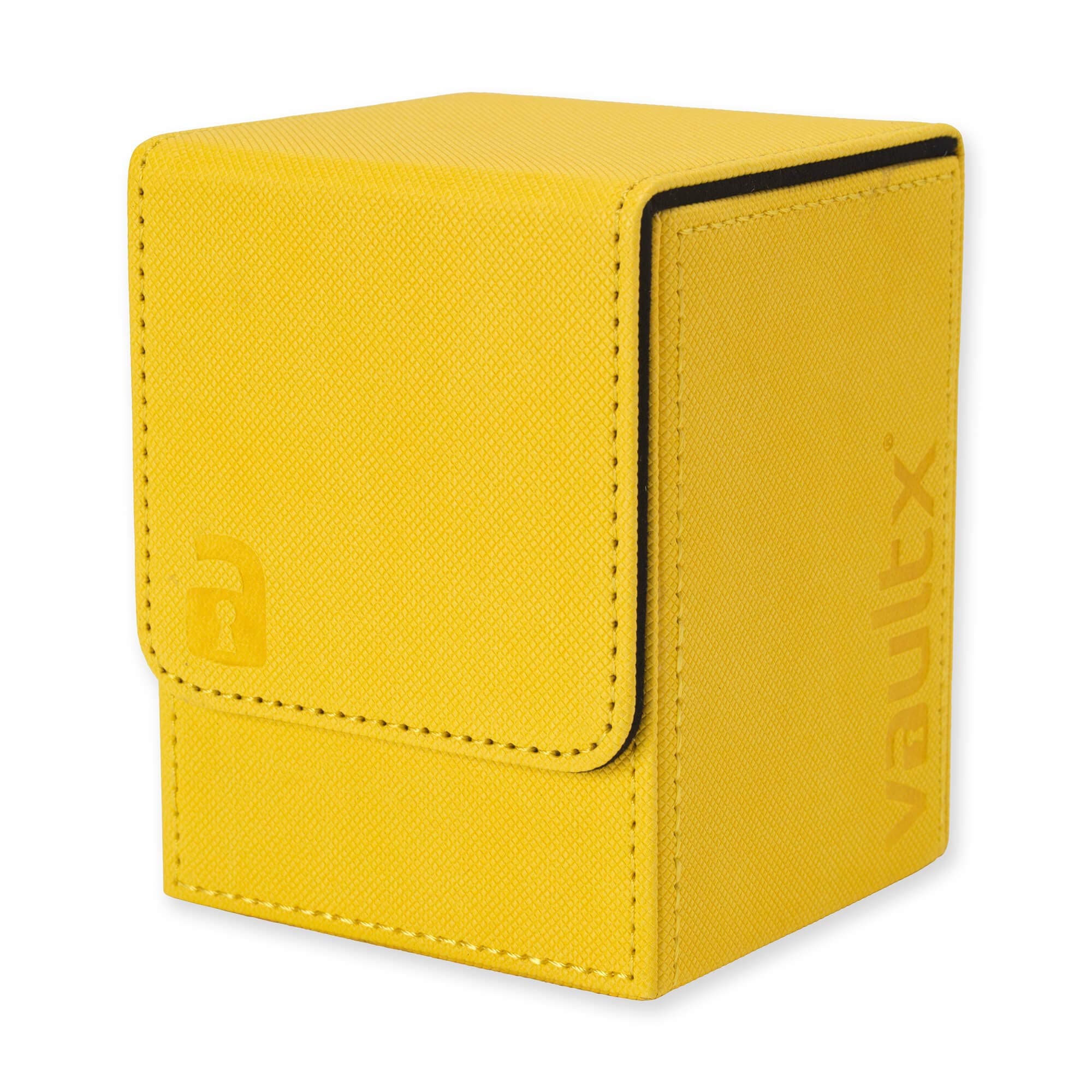 Vault X Trading Card Toploading Deck Box, 80+ sleeved cards, Premium Exo-Tec Material, Card Holder Storage Box, Magnetic Lid, for MTG Commander, TCG (Yellow)