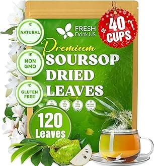 Premium Soursop Graviola Dried Leaves, 120-130 Natural Whole Soursop Leaves, Wildcrafted, Hoja Guanabana, Soursop Loose Leaf Herbal Tea, No Gluten, Vegan