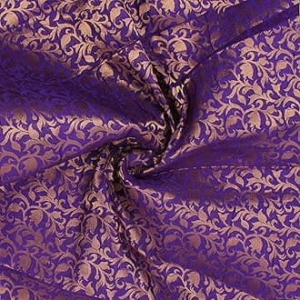 CraftyArt Purple Brocade Art Silk Fabric Solid Pattern Fabric for Sewing Wedding Lehenga Crafting Home Decor by The Yard